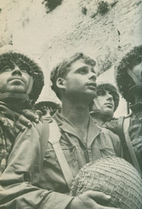 Six Day war soldiers at Western Wall Jerusalem