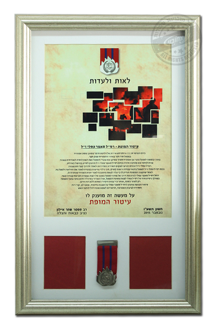 Israel Firefighters Medal of Exemplary Service certificate