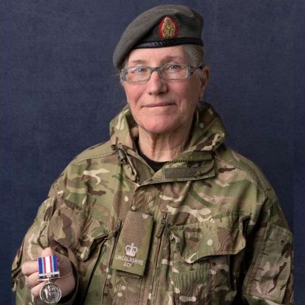 Major Christine Hunter with the humanitarian Medal