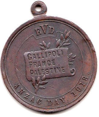 ANZAC Day, 25 April, in 1918 medal back