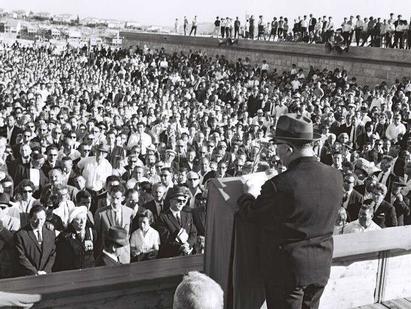 Prime Minister Levy Eshkol speaking